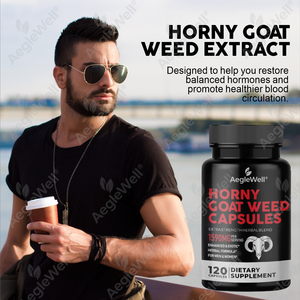 Aeglewell-<span class=keywords><strong>Capsules</strong></span> d'herbe cornée de chèvre pour homme, supplément extra fort pour homme avec extrait de racine de maca noire pour l'endurance et l'énergie - Product Image 5