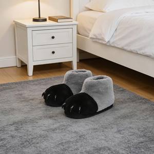 Pantoufles d'intérieur unisexes en fausse fourrure moelleuse, antidérapantes, chaudes, en forme de <span class=keywords><strong>patte</strong></span> de <span class=keywords><strong>dinosaure</strong></span>, personnalisables - Product Image 3