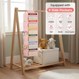 Clothes Organizer For Kids 6 <b>Shelf</b> Hanging Closet Storage With Labeled Days Bedroom Use Oxford Cloth Fabric - Product Image 6