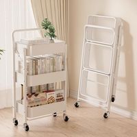 Chariot utilitaire pliable en acier au carbone pour rangement, idéal pour cuisine, salle de bain, chambre et snacks - Vente en gros