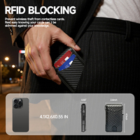 Dompet Pria Minimalis PU, Penahan Kartu RFID, Dompet Pop-up Tipis Pendek, Dompet Lipat Dua dengan Penutup Magnetik dan Penjepit Uang