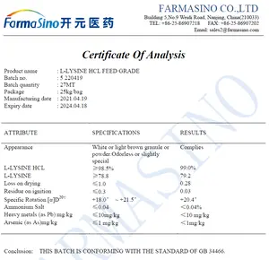 La migliore qualità L-lisina hcl per gatti trova fornitore in cina l impianto di produzione di lisina meihua lisina