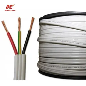 Düz TPS elektrik kablosu 2C + E 7/0.5 1.5mm 7/0.67 2.5mm V90 PVC/PVC beyaz 450/750V için araç kablo