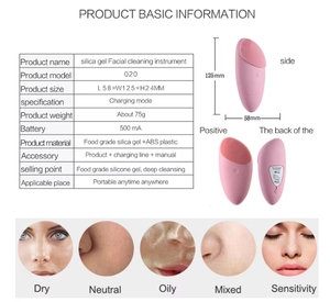 Simple Lightweight Customizable Silicone <strong>Facial</strong> Cleansing Brush Handheld Acne Treatment <strong>Exfoliators</strong> <strong>Tool</strong> Waterproof Various - Product Image 4