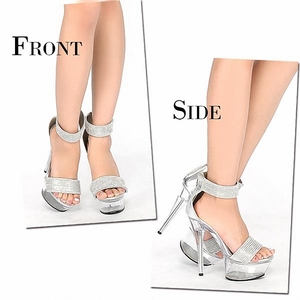 Stiletto trasparente 15 cm Pole Dance <span class=keywords><strong>tacchi</strong></span> alti <span class=keywords><strong>argento</strong></span> banchetto festa cristallo Club Striptease plateau sandali Leaky Toe - Product Image 6