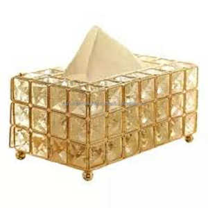 Gold Crystal <b>Tissue</b> <b>Box</b> Decorative Metal and Crystal Beaded <b>Tissue</b> <b>Box</b> - Product Image 1