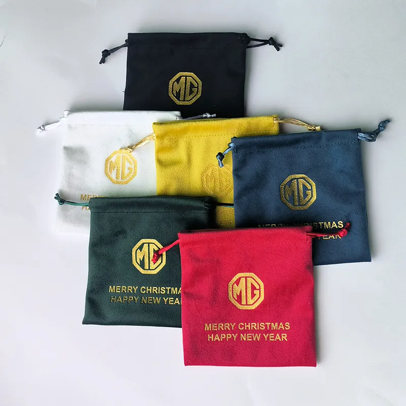 Toptan özel mücevherat torba kadife yüzük kılıfı ambalaj takı Logo ile hediye çantası kadife kılıfı