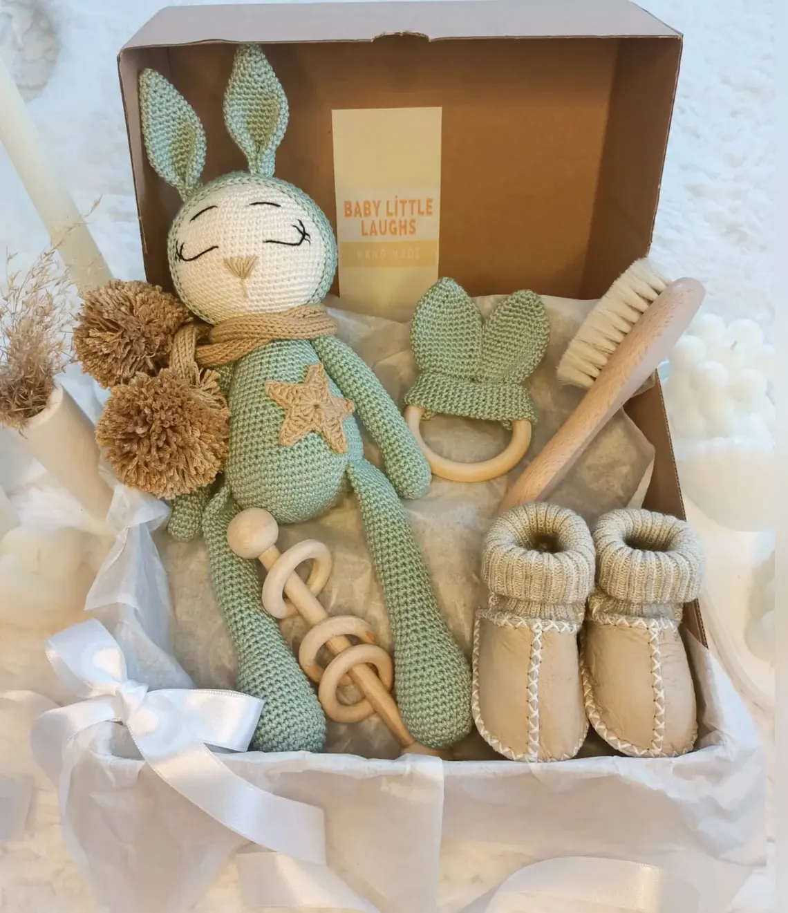 Coffret cadeau Sleepy pour bébé, coffret cadeau pour bébé panier pour nouveau-né cadeau de baby shower, poupée Amigurumi