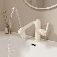 Robinet d'eau chaude et froide en cuivre coloré, avec bras mécanique rotatif, robinet universel pour lavabo de salle de bain et toilettes