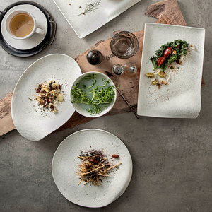 Yaratıcı yemek porselen tabaklar ve tabak seti için Cataring diğer otel seramik yemek takımları düzensiz restoran tabak yemekleri - Product Image 5