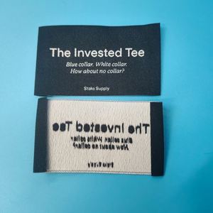 Étiquette tissée personnalisée en damassé pour vêtements, nouveau design de logo, en tissu haute densité, étiquette de col personnalisée, vente chaude - Product Image 1