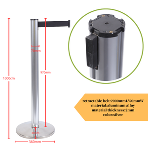 Système <span class=keywords><strong>de</strong></span> barrières événementielles professionnelles en aluminium, poteaux <span class=keywords><strong>de</strong></span> 70 mm <span class=keywords><strong>de</strong></span> diamètre, ruban noir <span class=keywords><strong>de</strong></span> 2 m pour la gestion des files d'attente en salle d'exposition - Product Image 2