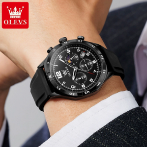   Montre de luxe 2986, design sportif, bracelet en caoutchouc personnalisé avec logo OEM, étanche, lumineuse, avec phases de lune, pour hommes - Product Image 3
