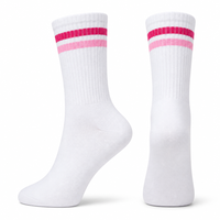 Chaussettes en coton pour femmes, motif cœur, rayées, avec bord côtelé, mignonnes, décontractées, tendance, douces, respirantes, chaussettes fantaisie