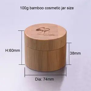 Pot à crème cosmétique en PP de bambou, original, taille pleine, en stock, 30g 50g 100g 200g