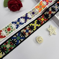 Ruban tissé bohème floral géométrique en dentelle crochetée étoilée colorée pour décoration de costumes, robes, sacs à main et artisanat DIY