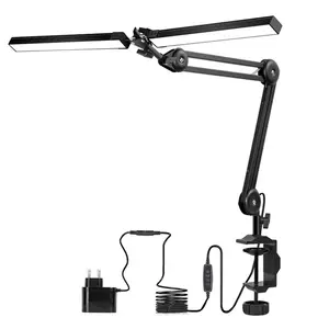2022 USB Clip-on Metal Modern Table Lamp, Eye-Care Dimmable Reading Light, Swing Arm LED Desk Lamp with Clamp