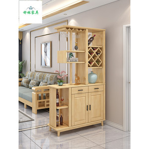 Nordic Style Living Room Partition <b>Cabinet</b> Natural Wood Color Multi Functional Wine <b>Storage</b> Entryway <b>Cabinet</b> - Product Image 1
