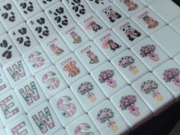 Mahjong américain en acrylique vert émeraude à 4 couches, avec des singes, des pandas, des animaux et des plantes tropicaux, pour les jeux de société et les jeux de fête