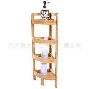 Estante triangular de bambú, tipo de cuatro niveles para colocar en el suelo, adecuado para uso doméstico, estantería de esquina para sala de estar, estantería de esquina para baño - Product Image 1