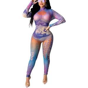 Mono ajustado transparente personalizado para mujer 2026, de cintura alta, con estampado por sublimación, de poliéster y licra, para fiesta y discoteca - Product Image 2