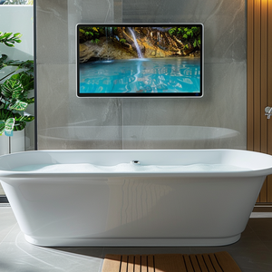 Téléviseur de salle de bain mural 1080P avec miroir magique intégré, écran intelligent pour <span class=keywords><strong>baignoire</strong></span>, TV invisible, blanc - Product Image 1