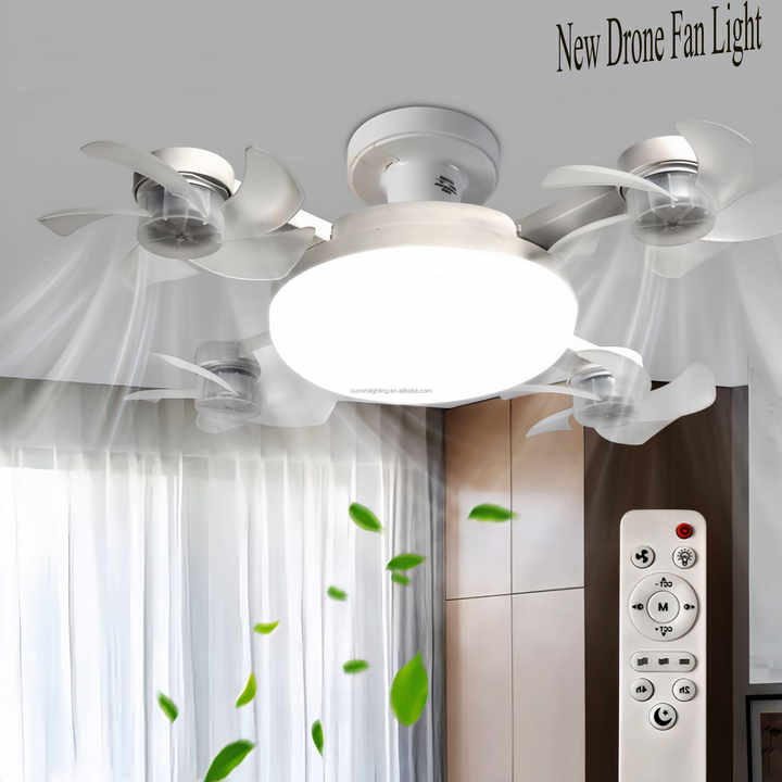 2025 nuevo plegable E27/26 B22 enchufe Control remoto Drone ventilador silencioso luz con luces de techo de 60W para Comedor Cocina sala de estar