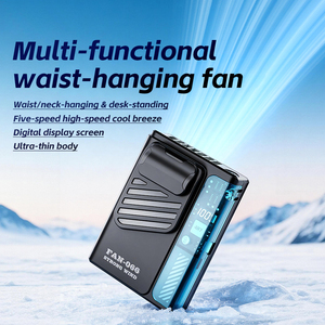 Ventilador de Cintura Portátil Plegable de Alta Velocidad USB 4000mAh Recargable con Pantalla LED, 5 Velocidades, Refrigeración para Viajes al Aire Libre - Product Image 4