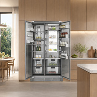 Réfrigérateur encastrable à porte française 455L en acier inoxydable, sans givre, électrique, à froid ventilé, écoénergétique, pour usage domestique et hôtelier, US
