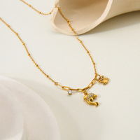 Collier plaqué or 18 carats pour femme, pendentif multi-breloques dauphin et crabe, bijoux de mode océanique, cadeau.