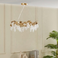 Lustre en cristal de style français léger et luxueux en forme de grappe pour salon, salle à manger, chambre à coucher