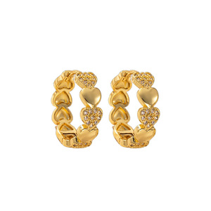 Pendientes de Botón en Forma de Corazón, Chapados en Oro de 18K, Joyería de Boda para Mujer, EKA-170 - Product Image 4