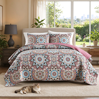 Parures de lit BORYARD, style bohème, mandala, marron, beige, bleu, couvre-lit 3 pièces, ensemble de literie en microfibre, vente en gros, taille Queen et King