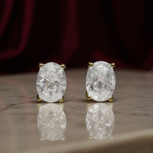 Orecchini Lalitha con Diamanti Taglio Ovale in Oro Massiccio 18K, Colore G, Diamanti Naturali Certificati GIA, Stile Classico da Donna per Fidanzamento - Product Image 2