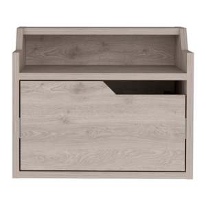 Modern <b>Floating</b> Nightstand Single <b>Drawer</b> Light Wood Two Tier Top Shelf Storage End Table Side Table - Product Image 5