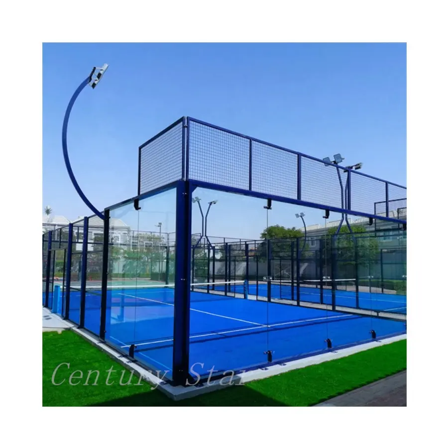 Tennis panoramique en verre de padel de marque célèbre de fournisseurs de la Chine en plein air avec le filet de padel