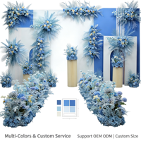 Kit floral artificiel série bleue pour mariage, ensemble d'arrangements de fleurs simulées mixtes pour toile de fond de mariage, allée et entrée