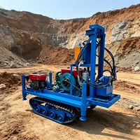 Foreuse mobile compacte bleue pour puits d'eau avec moteur électrique/diesel et jeu de trépans haute productivité