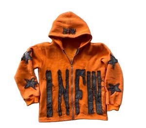 Sudaderas gruesas de algodón con apliques desteñidos al sol, sudaderas con capucha de lavado ácido con cremallera de lana de rizo francés, parche para ropa de calle bordada para hombres - Product Image 1