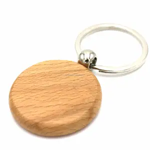 Porte-clés en bois rectangulaire et rond pour bricolage Etiquettes avec logo personnalisé Cadeaux promotionnels Porte-clés en bois