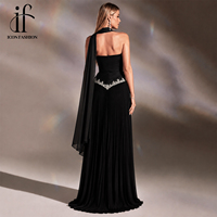 Robe de soirée personnalisée de luxe ornée de perles noires, robe longue élégante sans bretelles pour femmes, robe de soirée de mariage, robe de cérémonie