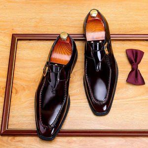 Zapatos de Vestir Formales para Hombre con Cordones, Punta Cuadrada, Ligeros, Antideslizantes, Transpirables, Parte Superior de Cuero Brillante - Product Image 2