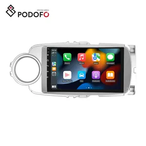(US Stock) Podofo 2 Din 9'' Android Car Stereo For Toyota Yaris 2012 Carplay Android Auto GPS Wifi Hifi RDS Support AHD Camera