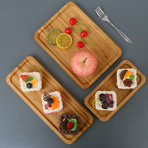 Plateaux en bambou de différentes tailles, plateaux de service en bois massif pour la maison, l'hôtel, les fruits, le pain, la pizza. - Product Image 3