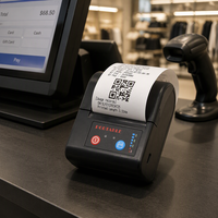 Printer Thermal Portabel 58mm untuk Struk dan Label dengan Baterai Isi Ulang, Mesin Pencetak Tagihan Mini Nirkabel Bluetooth