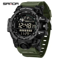 Montre de sport pour homme OEM LOGOO SANDA 6229, étanche, LED analogique-numérique, multifonctionnelle, grand cadran, montre-bracelet électronique