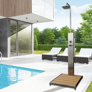 Hydrorelax New Arrival Rectangular Stainless Steel Outdoor Freestanding Shower For Swimming Pool