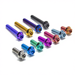 Titanium GR5 Motorcycle Hex Flange Bolt M8 PVD Finish UNC Thread 30mm Flange <b>Screw</b> with Hex Socket Head Cap for Repair - Product Image 1
