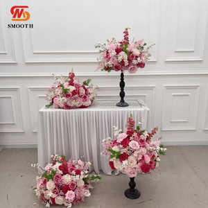 SMOOTH Vente en gros de centres de table décoratifs personnalisés pour événements de mariage, bouquets rose poudré, boule de fleurs artificielles en soie - Product Image 6