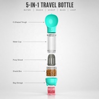 Bouteille d'eau portable 3-en-1 pour chien de 500 ml, avec distributeur de nourriture, en PP de qualité alimentaire, pour petits chiens, idéale pour les voyages et les sorties.